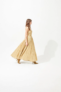 KADIN PARLAK DEKOLTELİ UZUN ABİYE ELBİSE