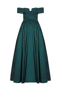 GÖGÜS DEKOLTELİ OMZU AÇIK ABİYE UZUN ELBİSE