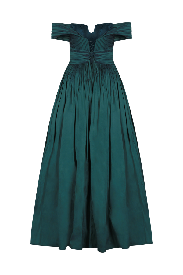 GÖGÜS DEKOLTELİ OMZU AÇIK ABİYE UZUN ELBİSE