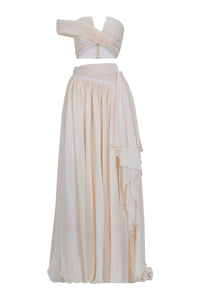 KADIN YIRTMAÇLI CROP ETEK UZUN ABİYE ELBİSE