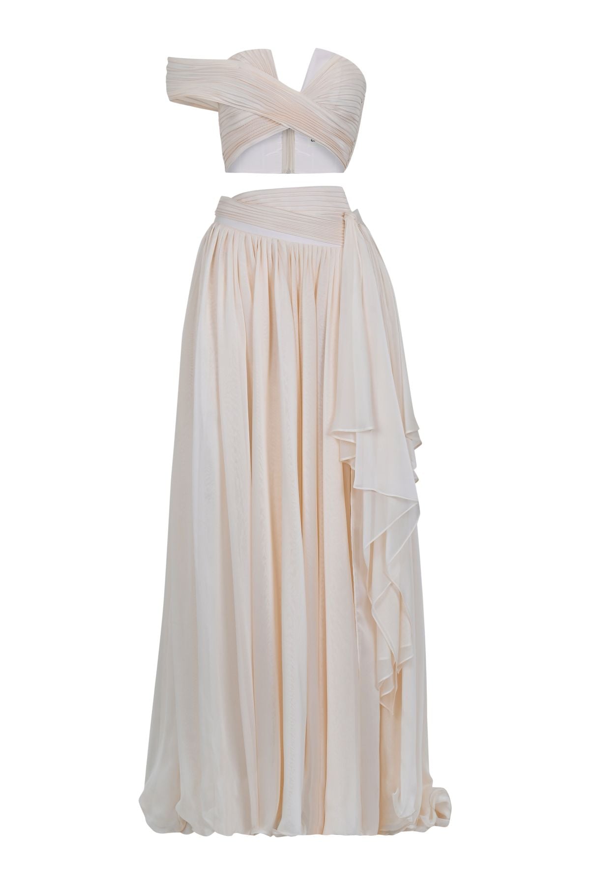 KADIN YIRTMAÇLI CROP ETEK UZUN ABİYE ELBİSE