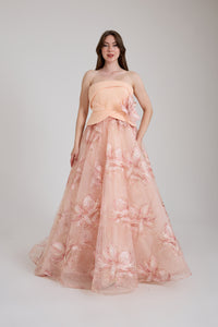 KADIN ÇİÇEK DESENLİ KABARIK KINA NİŞAN ABİYE