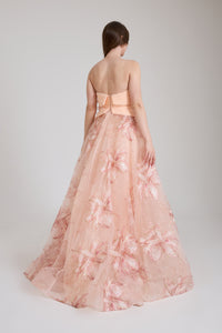 KADIN ÇİÇEK DESENLİ KABARIK KINA NİŞAN ABİYE