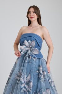 KADIN ÇİÇEK DESENLİ KABARIK KINA NİŞAN ABİYE