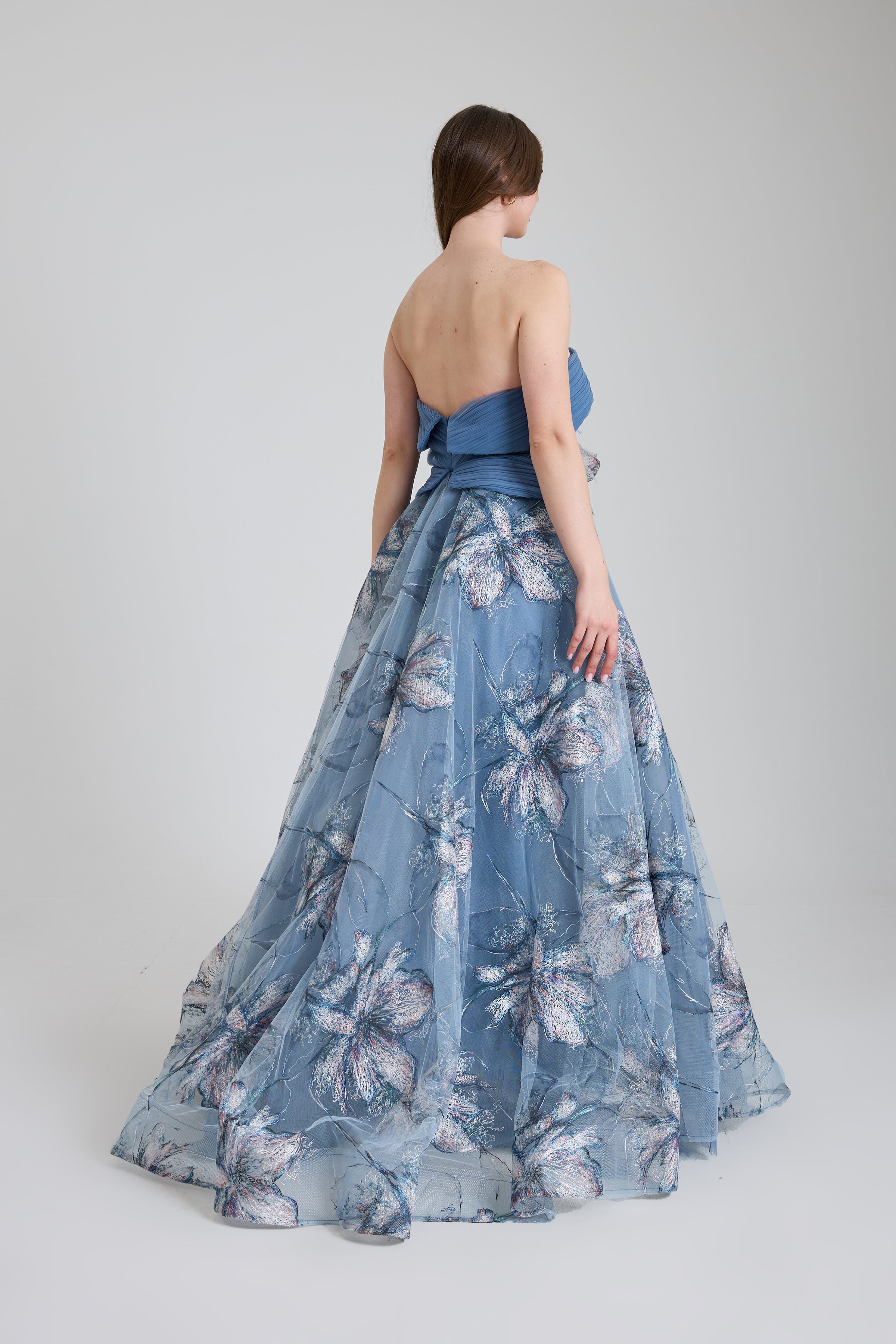 KADIN ÇİÇEK DESENLİ KABARIK KINA NİŞAN ABİYE