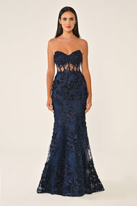 KADIN UZUN ABİYE KALP YAKA TRANSPARAN BALIK ABİYE ELBİSE