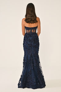 KADIN UZUN ABİYE KALP YAKA TRANSPARAN BALIK ABİYE ELBİSE