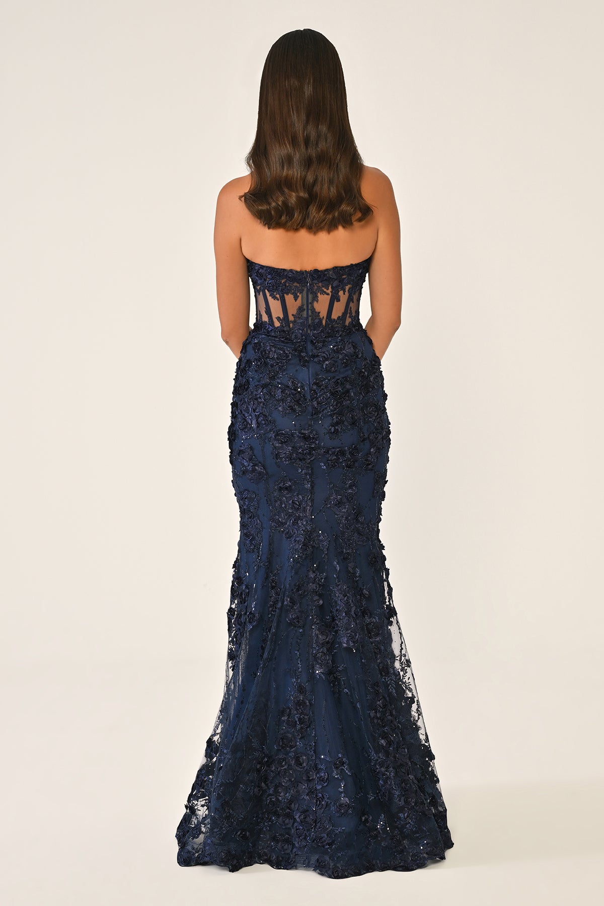 KADIN UZUN ABİYE KALP YAKA TRANSPARAN BALIK ABİYE ELBİSE