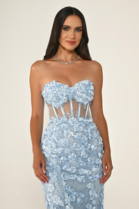 KADIN UZUN ABİYE KALP YAKA TRANSPARAN BALIK ABİYE ELBİSE