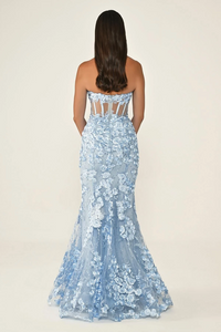 KADIN UZUN ABİYE KALP YAKA TRANSPARAN BALIK ABİYE ELBİSE