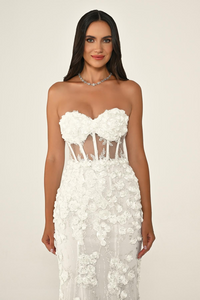 KADIN UZUN ABİYE KALP YAKA TRANSPARAN BALIK ABİYE ELBİSE