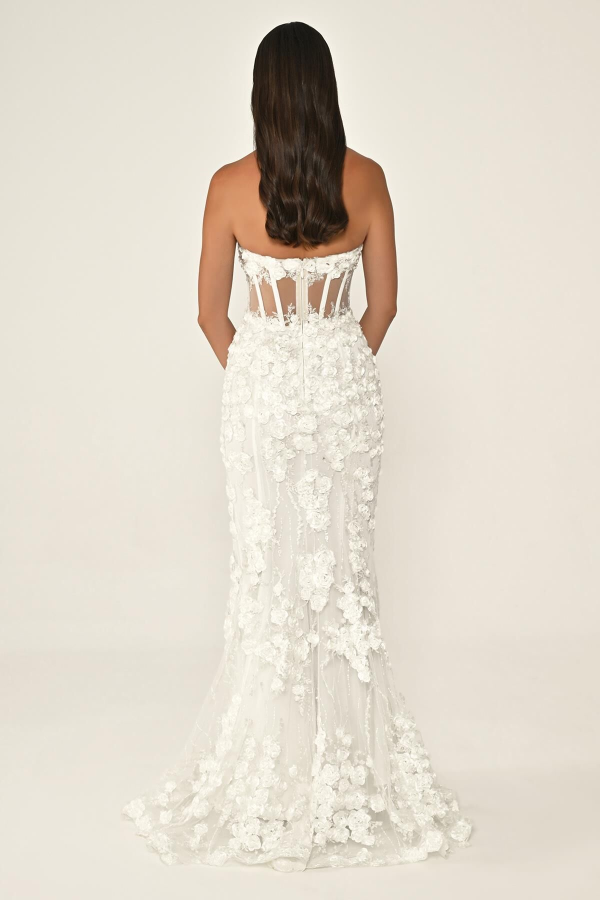 KADIN UZUN ABİYE KALP YAKA TRANSPARAN BALIK ABİYE ELBİSE