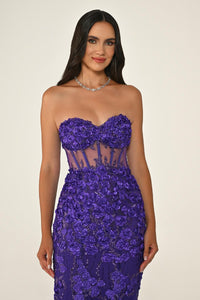 KADIN UZUN ABİYE KALP YAKA TRANSPARAN BALIK ABİYE ELBİSE