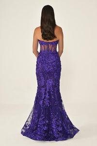 KADIN UZUN ABİYE KALP YAKA TRANSPARAN BALIK ABİYE ELBİSE