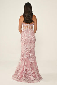 KADIN UZUN ABİYE KALP YAKA TRANSPARAN BALIK ABİYE ELBİSE