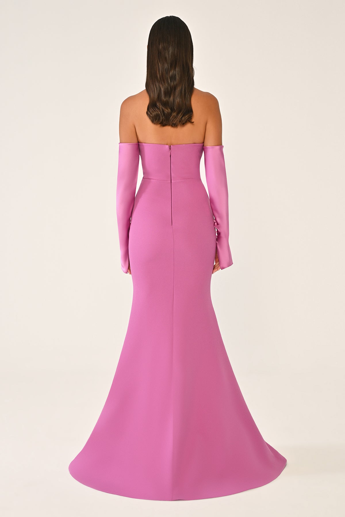 STRAPLEZ DEGAJE YAKA ELDİVEN DETAYLI ŞIK ABİYE