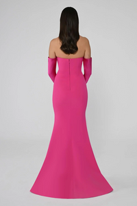 STRAPLEZ DEGAJE YAKA ELDİVEN DETAYLI ŞIK ABİYE