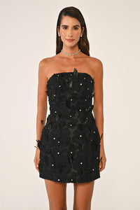 ÇİÇEK DETAYLI MİNİ PARTY ELBİSESİ