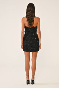 ÇİÇEK DETAYLI MİNİ PARTY ELBİSESİ