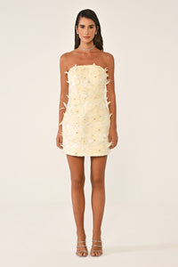 ÇİÇEK DETAYLI MİNİ PARTY ELBİSESİ