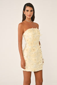 ÇİÇEK DETAYLI MİNİ PARTY ELBİSESİ