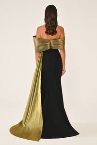 ORGANZE DETAYLI TAŞ İŞLEMELİ KUŞAKLI BALIK UZUN ABİYE ELBİSE