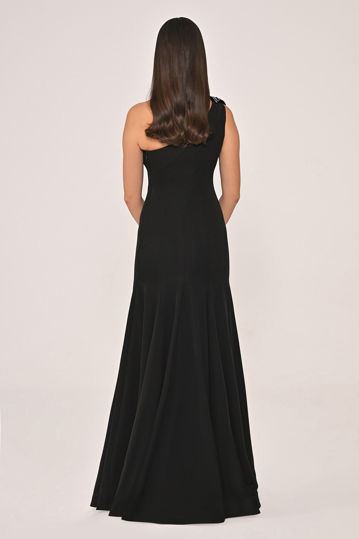 OMUZ ÇİÇEK DETAYLI UZUN ABİYE ELBİSE