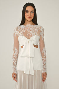 LEZ DANTEL SATEN BAGLAMALI TRANSPARAN ETEGİ ŞİFON UZUN ABİYE ELBİSE