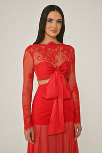 LEZ DANTEL SATEN BAGLAMALI TRANSPARAN ETEGİ ŞİFON UZUN ABİYE ELBİSE