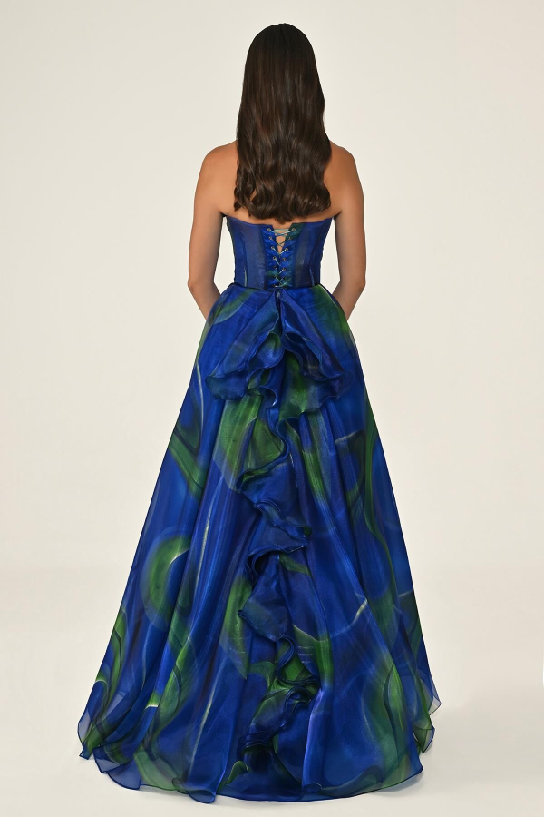 KORSE KALP YAKA STRAPLEZ YIRTMAÇLI ABİYE