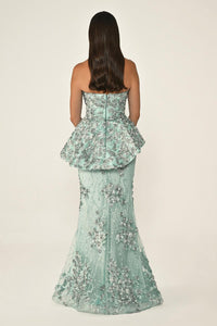 STRAPLEZ VOLAN DETAYLI BALIK ELBİSE