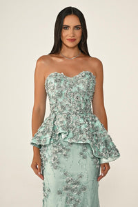 STRAPLEZ VOLAN DETAYLI BALIK ELBİSE